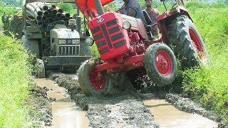 Eicher 485 Tractor Stuck in with Loaded Trolley Pulling New Holland 3630 and Mahindra 275 Di XP plus [upl. by Emerej]