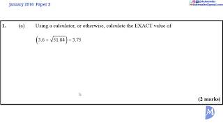 Q1a  Computation  January 2016 CXC CSEC Mathematics Paper 2 [upl. by Atinel271]