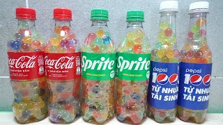 Compilation The best of pouring water beads from coca cola and pepsi cans Toy ASMR [upl. by Grae]