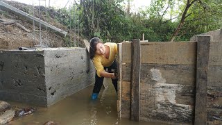 Building System Water Wheel Pump Use the force of water  Second foundation and pillar Farm life [upl. by Farant]