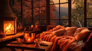 Sleep Soundly with Autumn Rain Inside Cozy Room  Cats Soft Rain and Fire Soothes Your Mind amp Body [upl. by Gordie]