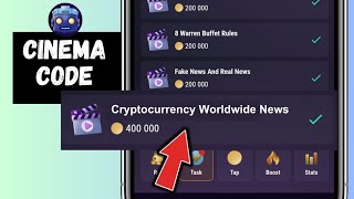 Cryptocurrency Worldwide News Tapswap Cinema Code Claim 400k Coins [upl. by Anatak]