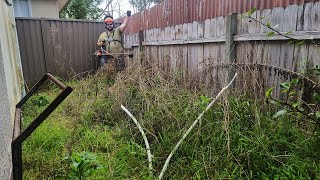 I Mowed This DISGUSTING Overgrown Lawn after Local Gang Members RANSACKED This ABANDONED House [upl. by Liagabba]