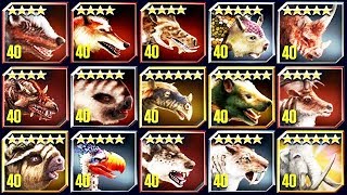 ALL MAX LEVEL 40 CENOZOIC CREATURES JURASSIC WORLD [upl. by Zitvaa]