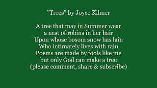 TREES Poem by JOYCE KILMER Lyrics Words text trending read along song music [upl. by Enybor]