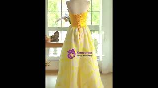 kemedress Fashion Yellow Sweetheart Long Prom Dress [upl. by Atinnod]