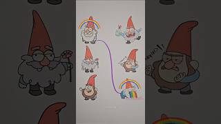 Gravity Falls Gnome line matching puzzle shorts viral art [upl. by Einafets]