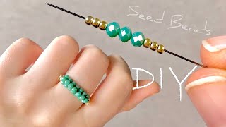 DIY Beaded Ring Seed Bead Ring Tutorial [upl. by Job374]