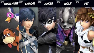 Super Smash Bros Ultimate  Duck Hunt VS Chrom VS Joker VS Wolf VS Pit [upl. by Nirek]