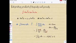 Lecture2Trigonometric Integralspart5 Integrating product of tangents and secants [upl. by Cusick]