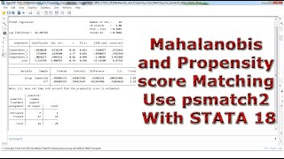 Mahalanobis and Propensity score Matching Use psmatch2 With STATA 18 [upl. by Akselav]