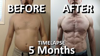 My 5 Month Natural Body Transformation Time Lapse  Dad Bod Fat to Fit [upl. by Edelsten849]