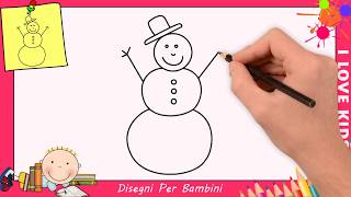 Come disegnare un pupazzo di neve FACILE passo per passo per bambini 2 [upl. by Rosalynd]