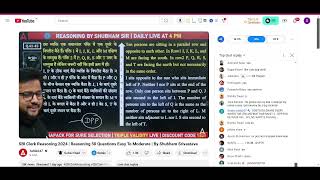 Reasoning Nov 17 Part 8🔥SBIRRBRBI PO AND CLERK🔴Sumanta Chatterjee [upl. by Peatroy]