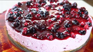 CHEESECAKE AI FRUTTI DI BOSCO SENZA COTTURA  No bake Mixed Berry Cheesecake [upl. by Pliske]