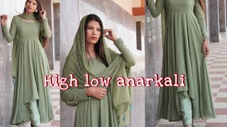 High low anarkali cutting and stitching Malayalam tutorials Harsha designer easy stitching method [upl. by Lenore]