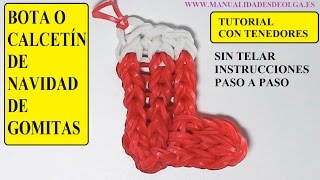 como hacer una bota o calcetín de navidad de gomitas con dos tenedores manualidades navideñas [upl. by Blithe]