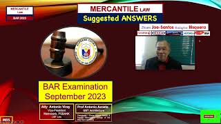 Mercantile Law amp Taxation BAR EXAMS 2023  Dean JoeSantos Balagtas Bisquera [upl. by Artenehs]