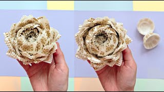 How to make a rose from cupcake liners in just 2 minutes Very Easy DIY Paper flowers [upl. by Tonnie]