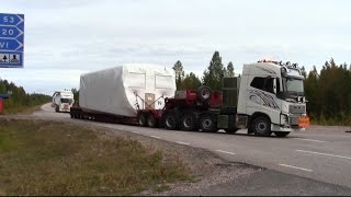 Volvo FH16 750hp 8x4  FH16 580hp 6x4  Scania R480 6x4  Transport of NORDEX windmill parts [upl. by Anma]