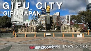 4KWalking around Gifu City in Gifu Japan January 2023 [upl. by Lemmor]