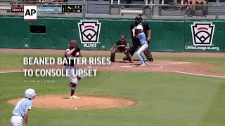 Beaned batter rises to console upset pitcher [upl. by Yenots635]