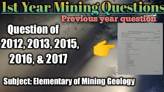 Geology previous year question paper  1st year mining Question paper Mining Mantra [upl. by Townsend]