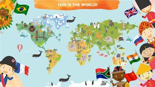 COUNTRIES of the World for Kids  Learn Continents Countries Map Names and Flags [upl. by Leif431]