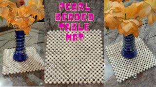 Pearl beaded table mat  How to make pearl table mat  DIY table mat  Macrame knots amp beads [upl. by Nirroc211]