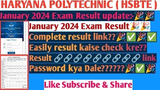 Hsbte January 2024 Exam Result link Haryana Polytechnic update Hsbte result 2024 [upl. by Brett]