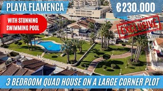 3 Bedroom Quad House with Community Pool in Playa Flamenca near Torrevieja  €230000 [upl. by Willem]