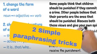 2 simple paraphrasing tricks  how to paraphrase ielts writing task 2 [upl. by Zenitram282]