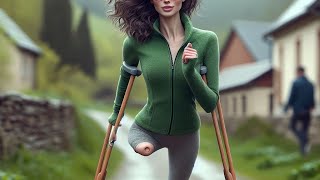 The beautiful woman has an amputated leg and walks on an artificial leg amplife amputado [upl. by Flessel578]