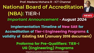 National Board of AccreditationTimeline for New SAR UG TierI amp Proforma for PreQualifiers 2024 [upl. by Studner]