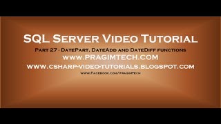DatePart DateAdd and DateDiff functions in SQL Server Part 27 [upl. by Cherie]