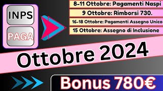 780€ INPS PAGA il 11 OTTOBRE Anticipazioni sui Pagamenti ed i Bonus [upl. by Noyerb]