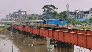 Jamuna Express High speed crossing at Tongi Rail Bridge  EMD Hyundai Rotem  Old vacuum coach [upl. by Stempien561]