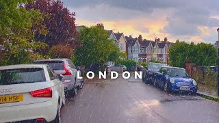 Beautiful Residential London in RAIN  Chiswick Village  London Walking Tour [upl. by Kerrin]