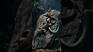 Crocodiles and pythons fight over territory crocodile python anime wildlife [upl. by Ardnuasal497]