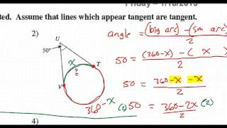 Day 10 HW  Arc and Angle Relationships with Tangents [upl. by Aihsa]