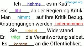 NomenVerbVerbindungen im Präsens NomenVerbVerbindungen in Kauf nehmen Kritik üben Bezug nehm [upl. by Dorri]