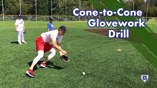 Baseball Infield Drill ConetoCone Glovework [upl. by Modla386]