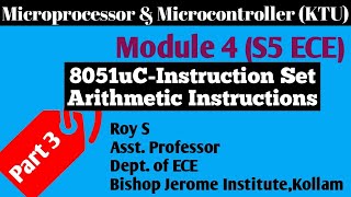 Module 4Part 3Arithmetic Instructions8051Microprocessor amp Microcontroller S5 ECE  KTU [upl. by Robby56]