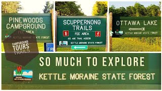 Pinewoods and Ottawa Lake Campground Tour as well as Scuppernong Trails Kettle Moraine Southern Unit [upl. by Quitt]