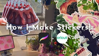 How I Make Stickers At Home  using procreate  cricut [upl. by Enomal]