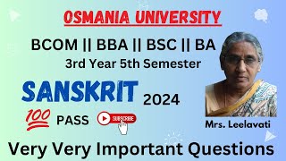 SANSKRIT 5TH SEMESTER IMPORTANT QUESTIONS  2024 [upl. by Zilla]