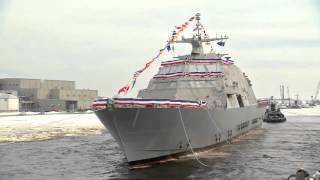 Littoral Combat Ship LCS 11 Sioux City Side Launch [upl. by Eniaj]