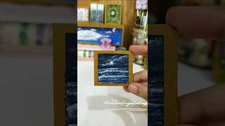 Full Moon Seascape mini Acrylicpainting tutorial 🎨🖌️seascape seashore shorts shortfeed art [upl. by Wolfie]