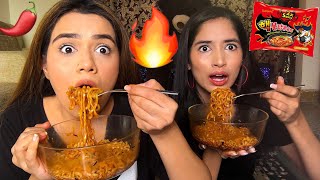 SPICY RAMEN NOODLES CHALLENGE WITH MY SISTER🌶🔥 [upl. by Feldstein935]