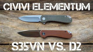 CIVIVI Elementum Comparing the S35VN Model vs the D2 Model [upl. by Adnyleb430]